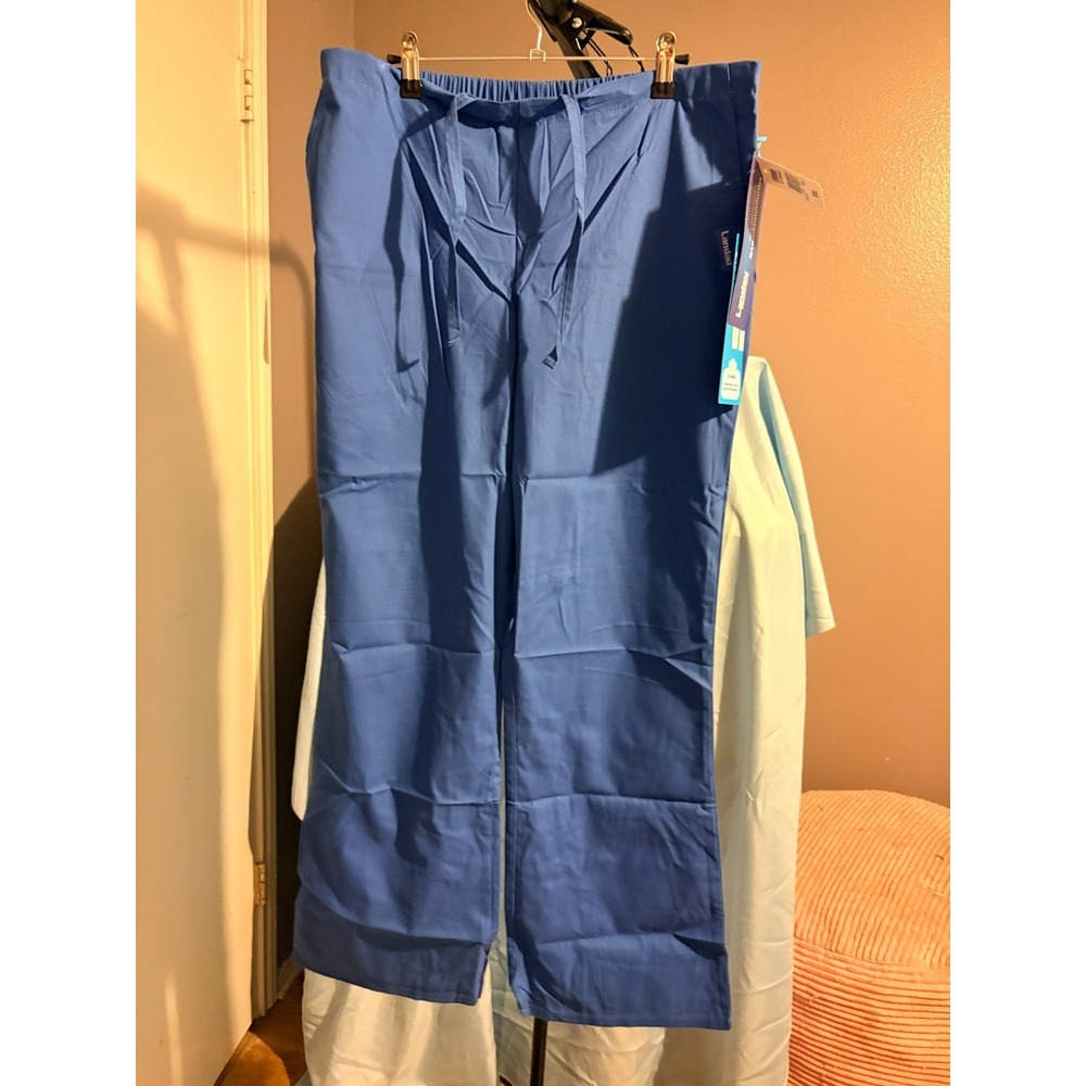 Landau Blue Scrub‎ Pants, Draw String Closure, with Pockets Women Sz S